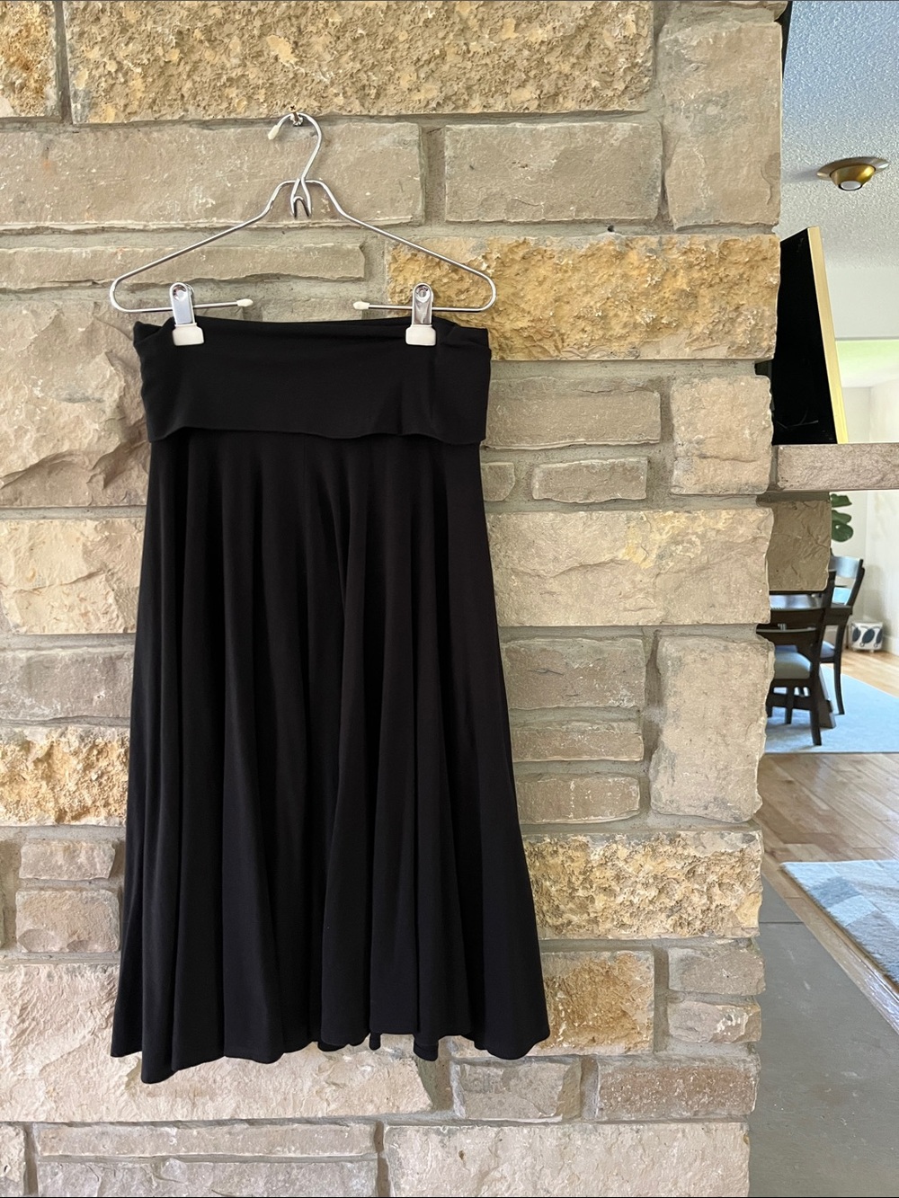 J. Crew Black A-line fold over waist skirt size large
